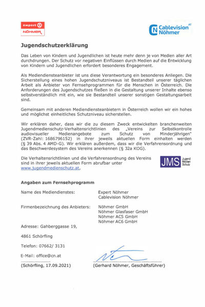 Jugendschutzerklärung